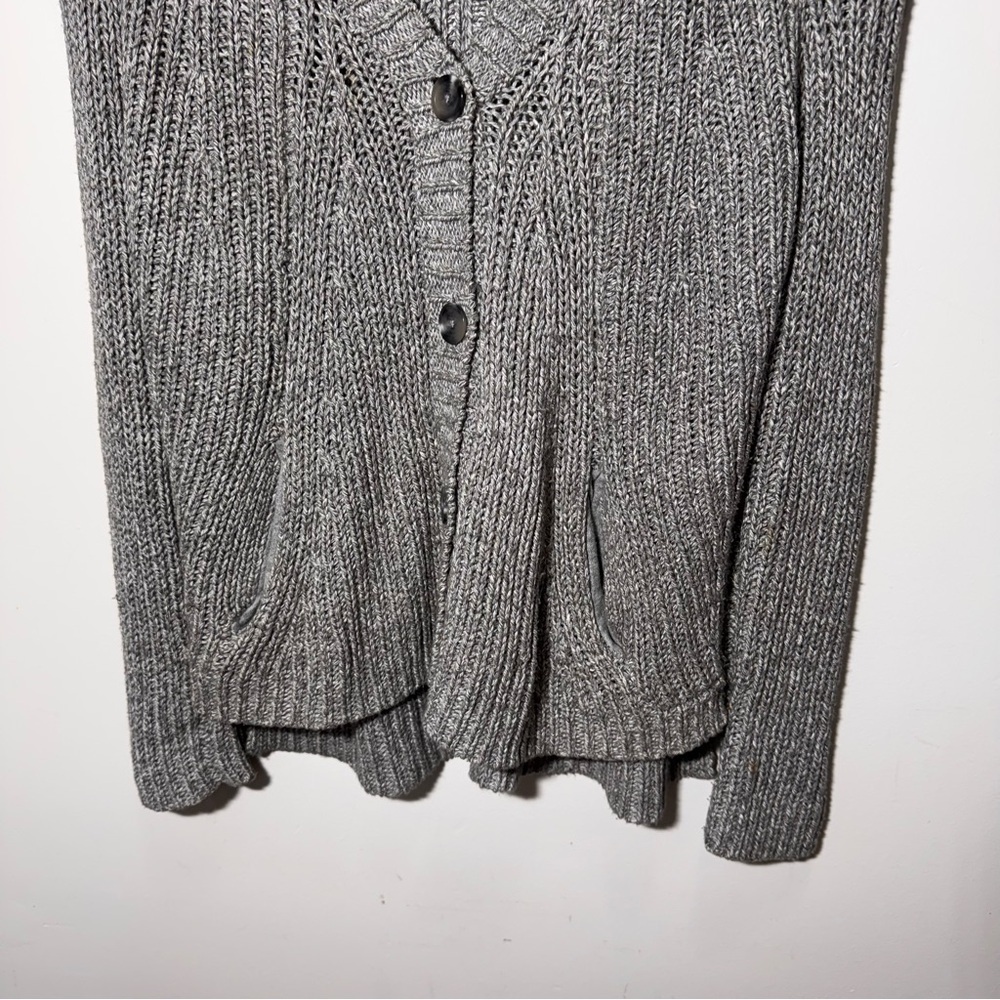 Vince Grey Knit Button Front Cotton Blend Cardigan Size Medium - Picture 4 of 13